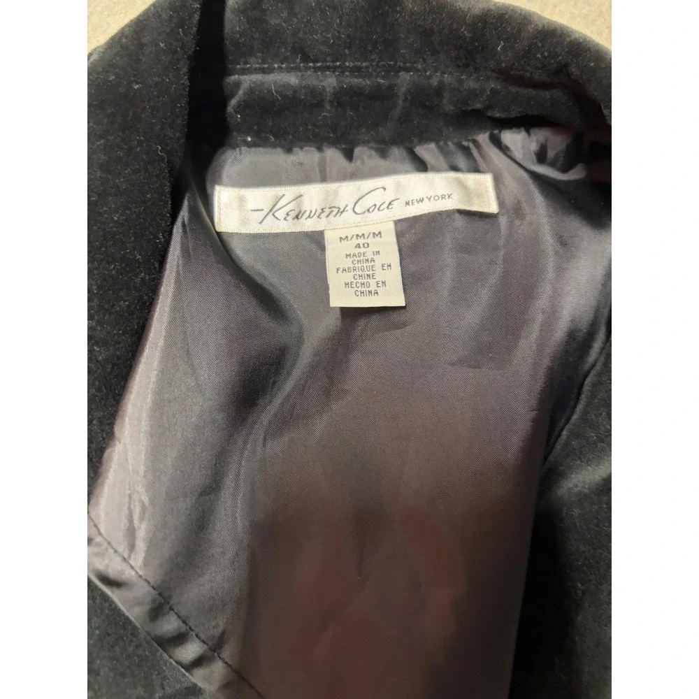Kenneth Cole New York Mens Black Velvet Field Jacket Blazer Military Medium 40